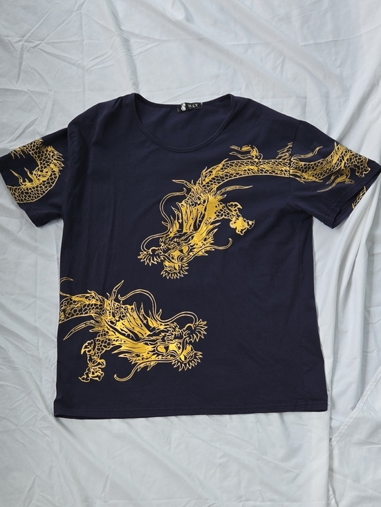 h.x.y. Other - Men's Unisex Tshirt Navy Blue 2 Gold Dragons On Front And A Bit On Back Size M.